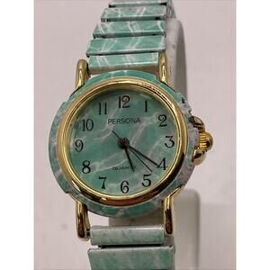 Vintage Persona Womens Turquoise Gold Stretch Watch New Battery